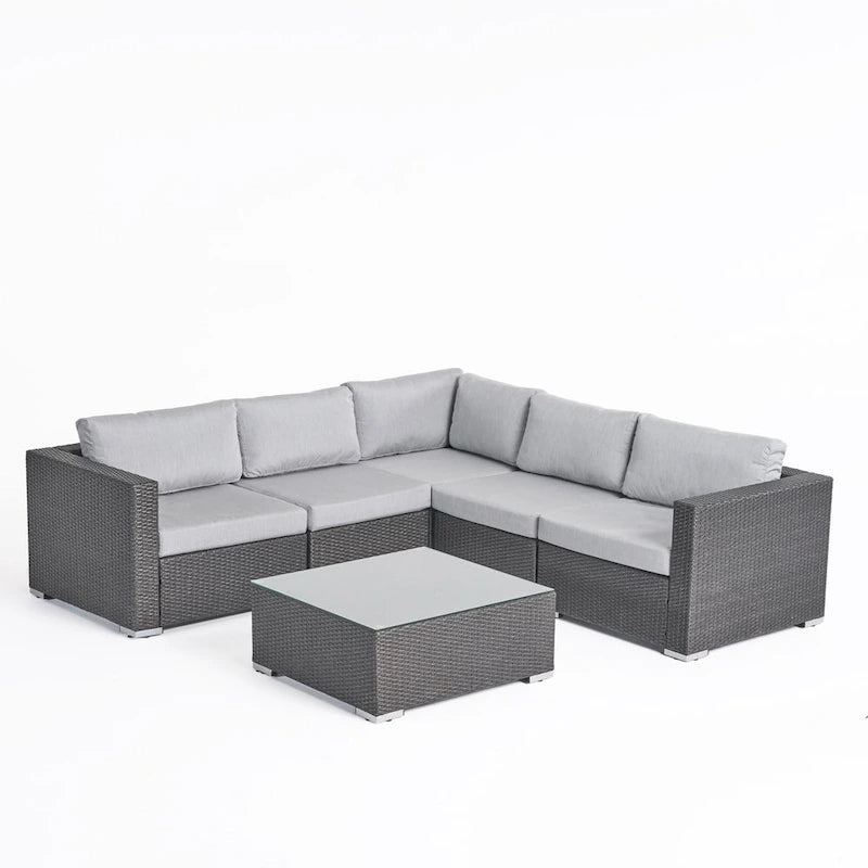 Santa Rosa Outdoor 6-piece Wicker Seating Sectional Set with Cushions by Christopher Knight Home