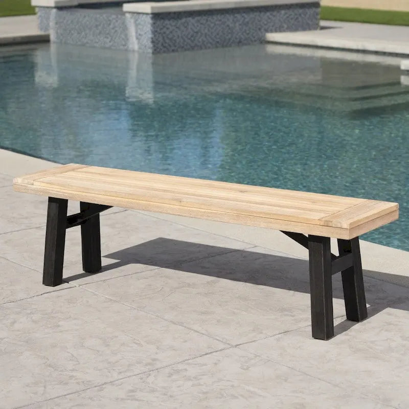 Bettina Outdoor Acacia Wood Rustic Bench by Christopher Knight Home