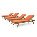 Caily Outdoor Acacia Wood Outdoor Chaise Lounge with Cushions by Christopher Knight Home