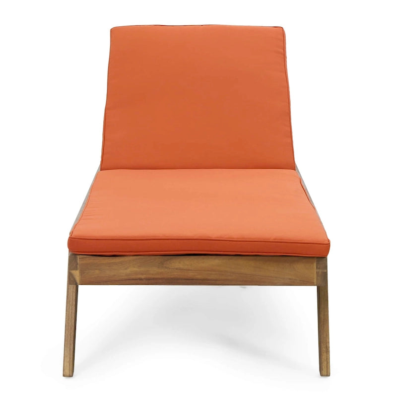 Caily Outdoor Acacia Wood Outdoor Chaise Lounge with Cushions by Christopher Knight Home