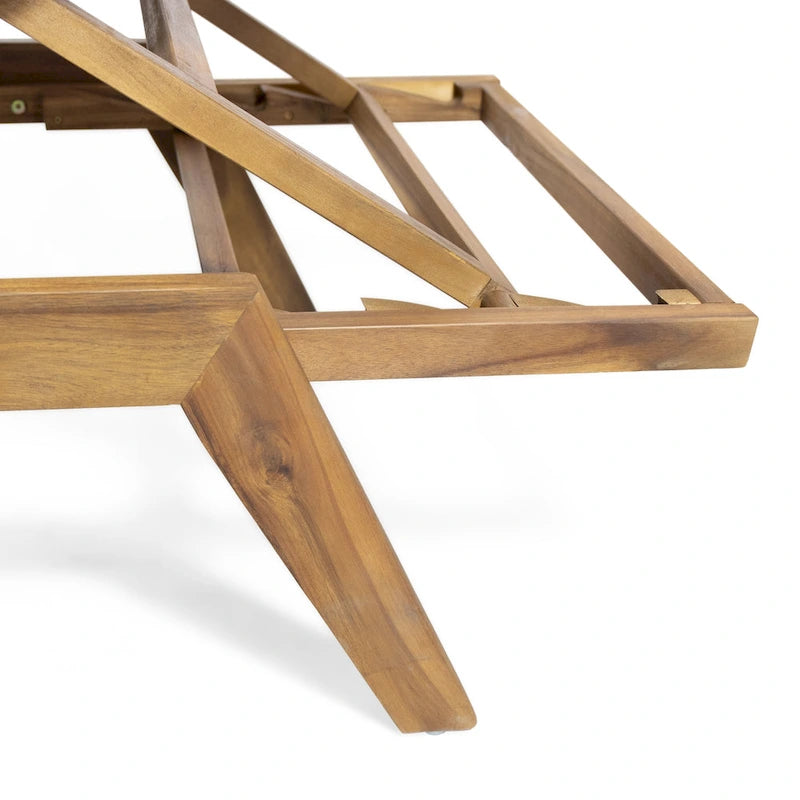 Caily Outdoor Acacia Wood Outdoor Chaise Lounge with Cushions by Christopher Knight Home