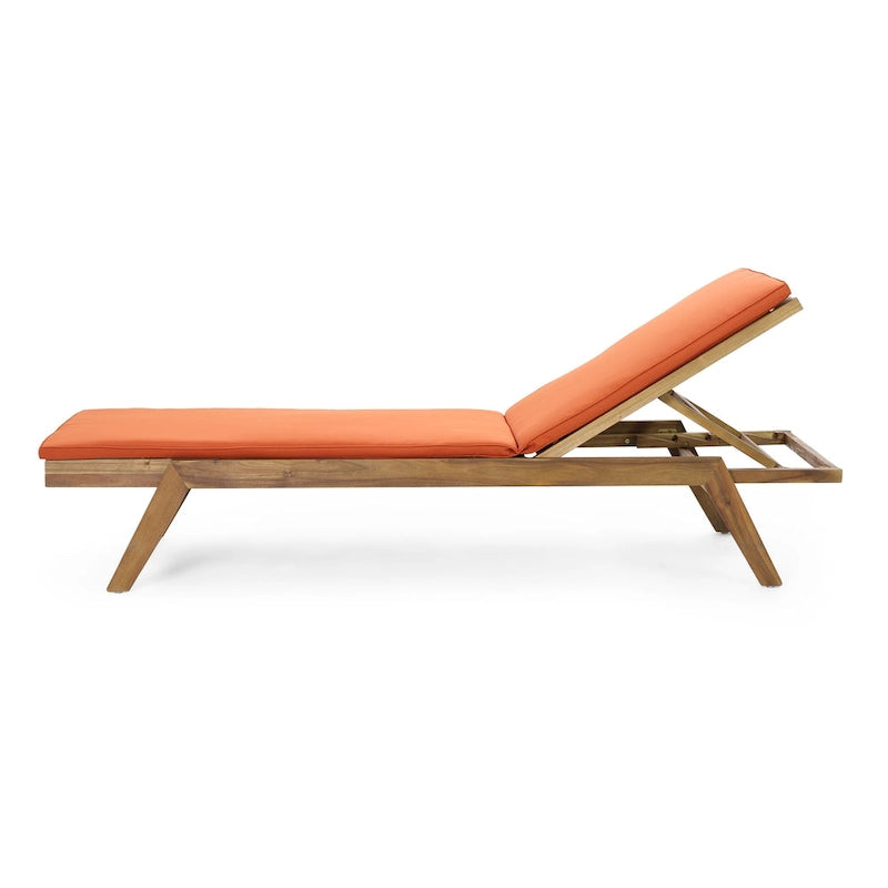 Caily Outdoor Acacia Wood Outdoor Chaise Lounge with Cushions by Christopher Knight Home