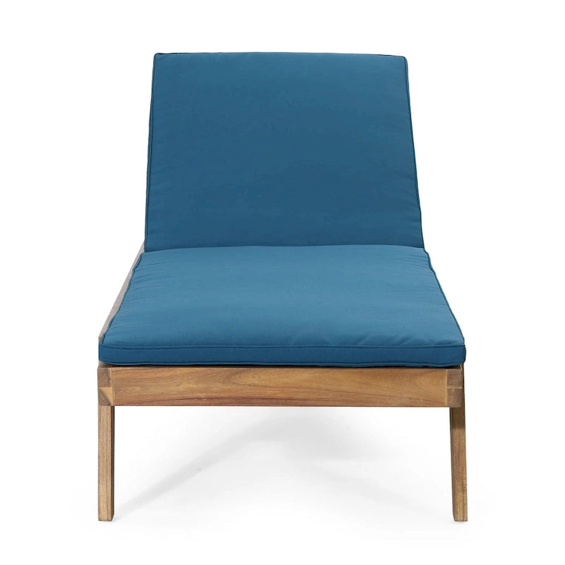 Caily Outdoor Acacia Wood Outdoor Chaise Lounge with Cushions by Christopher Knight Home