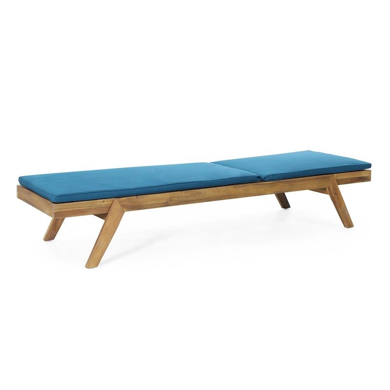 Caily Outdoor Acacia Wood Outdoor Chaise Lounge with Cushions by Christopher Knight Home