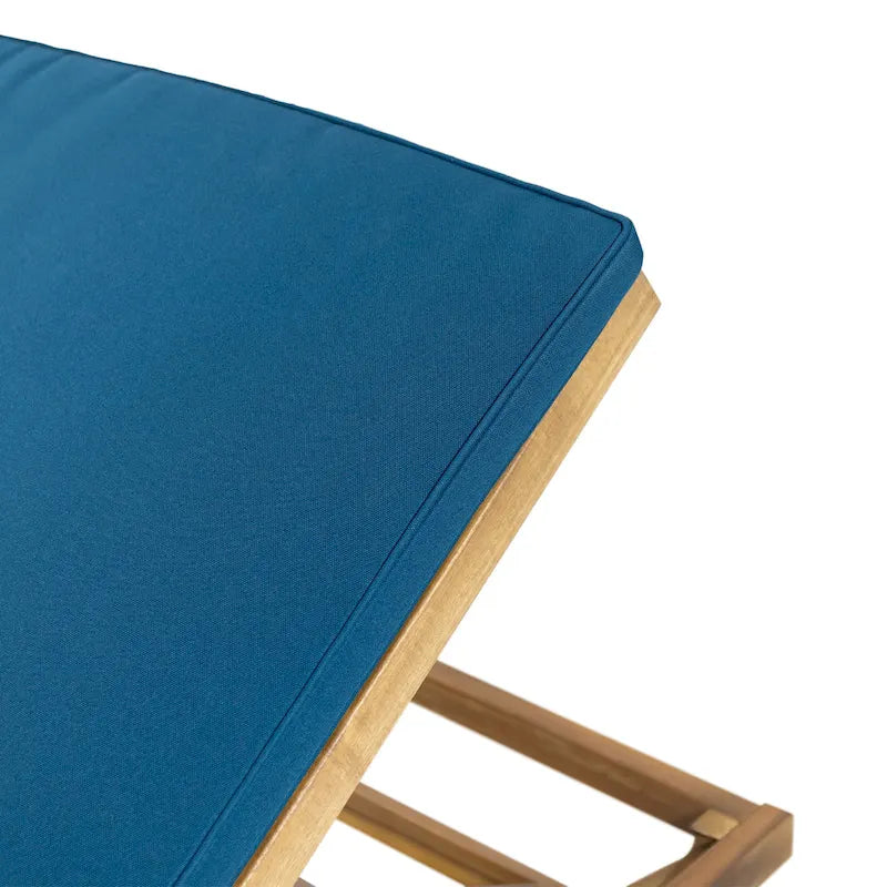 Caily Outdoor Acacia Wood Outdoor Chaise Lounge with Cushions by Christopher Knight Home