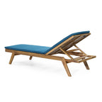 Caily Outdoor Acacia Wood Outdoor Chaise Lounge with Cushions by Christopher Knight Home