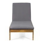 Caily Outdoor Acacia Wood Outdoor Chaise Lounge with Cushions by Christopher Knight Home