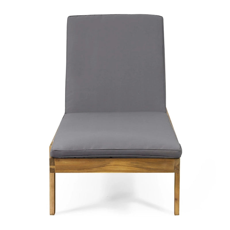 Caily Outdoor Acacia Wood Outdoor Chaise Lounge with Cushions by Christopher Knight Home