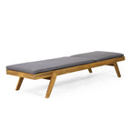 Caily Outdoor Acacia Wood Outdoor Chaise Lounge with Cushions by Christopher Knight Home