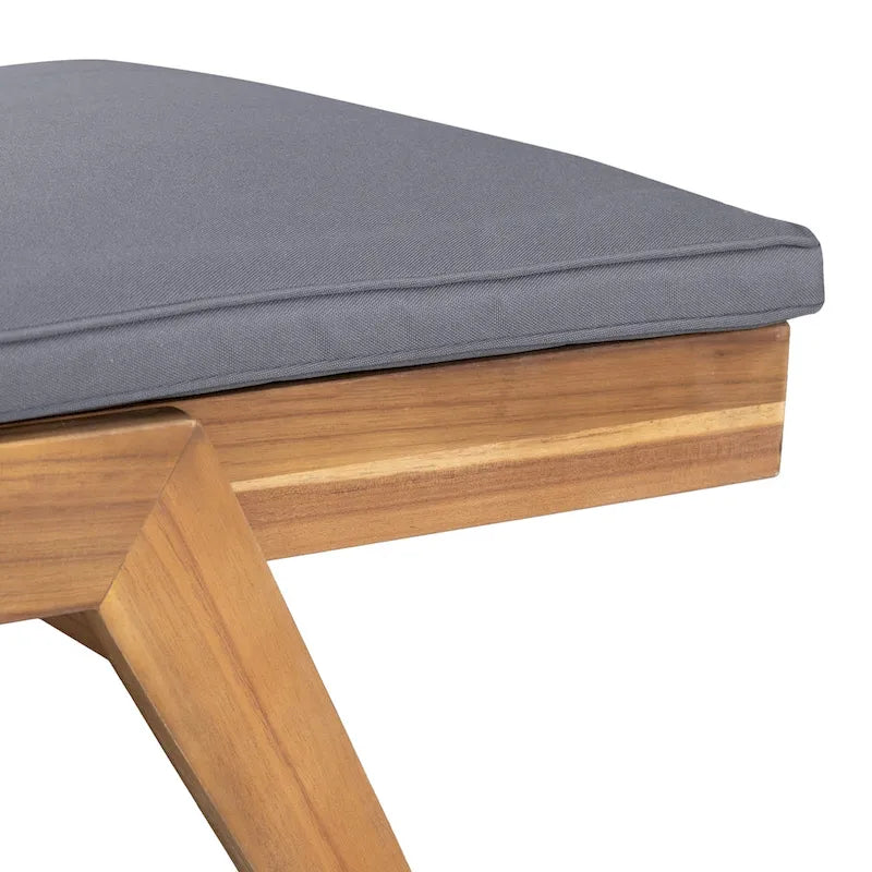 Caily Outdoor Acacia Wood Outdoor Chaise Lounge with Cushions by Christopher Knight Home