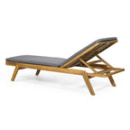 Caily Outdoor Acacia Wood Outdoor Chaise Lounge with Cushions by Christopher Knight Home