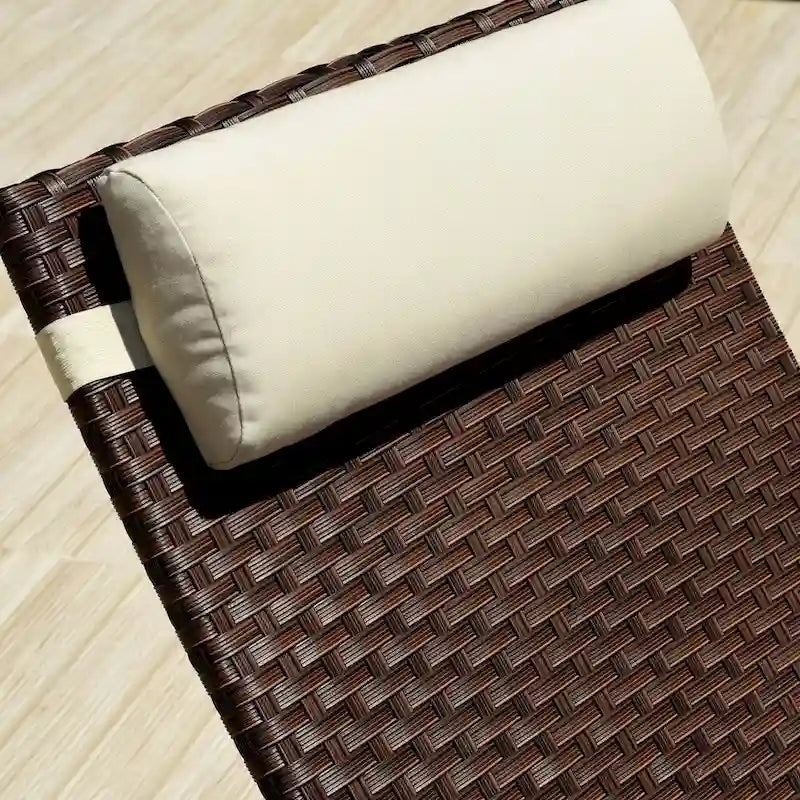 Brown Folding Patio Chaise Lounger Chair