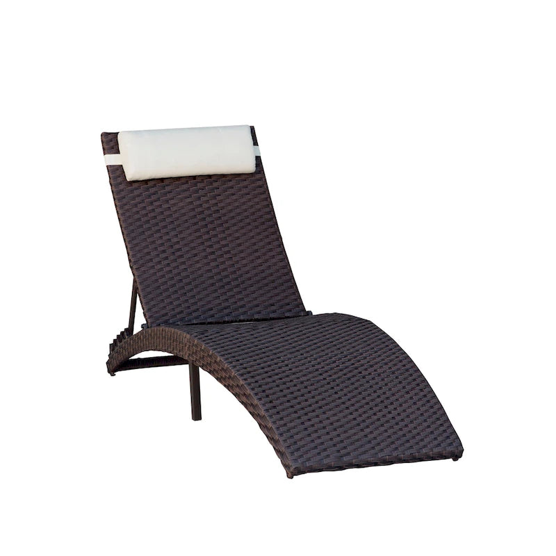 Brown Folding Patio Chaise Lounger Chair