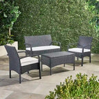 Cordoba Outdoor Wicker 4-piece Conversation Set with Cushions by Christopher Knight Home