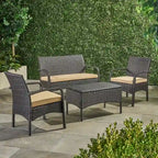 Cordoba Outdoor Wicker 4-piece Conversation Set with Cushions by Christopher Knight Home