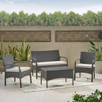 Cordoba Outdoor Wicker 4-piece Conversation Set with Cushions by Christopher Knight Home