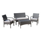 Cordoba Outdoor Wicker 4-piece Conversation Set with Cushions by Christopher Knight Home