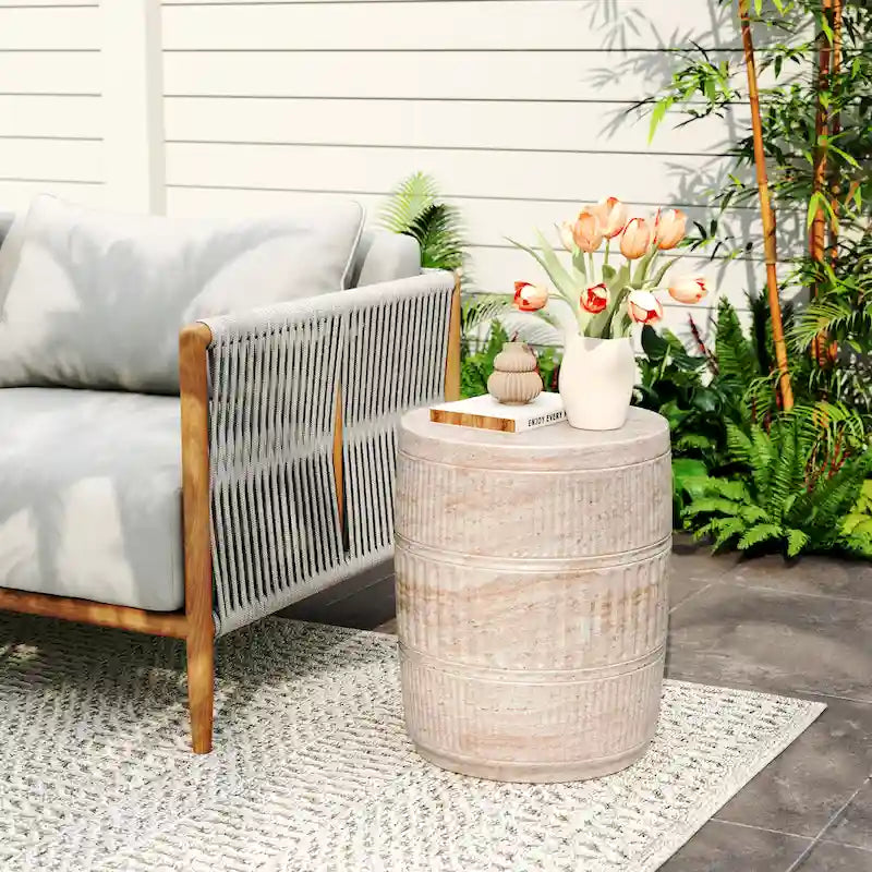 Travis Outdoor Lightweight Concrete Side Table by Christopher Knight Home