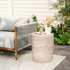 Travis Outdoor Lightweight Concrete Side Table by Christopher Knight Home