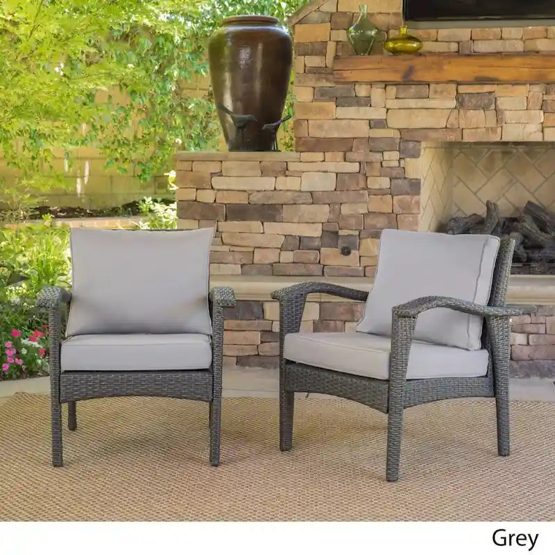 Honolulu Outdoor Wicker Club Chair with Cushion (Set of 2) by Christopher Knight Home