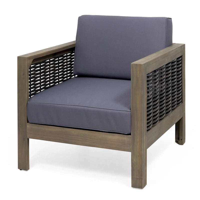 Linwood Outdoor Acacia Wood and Wicker Club Chair by Christopher Knight Home - N/A