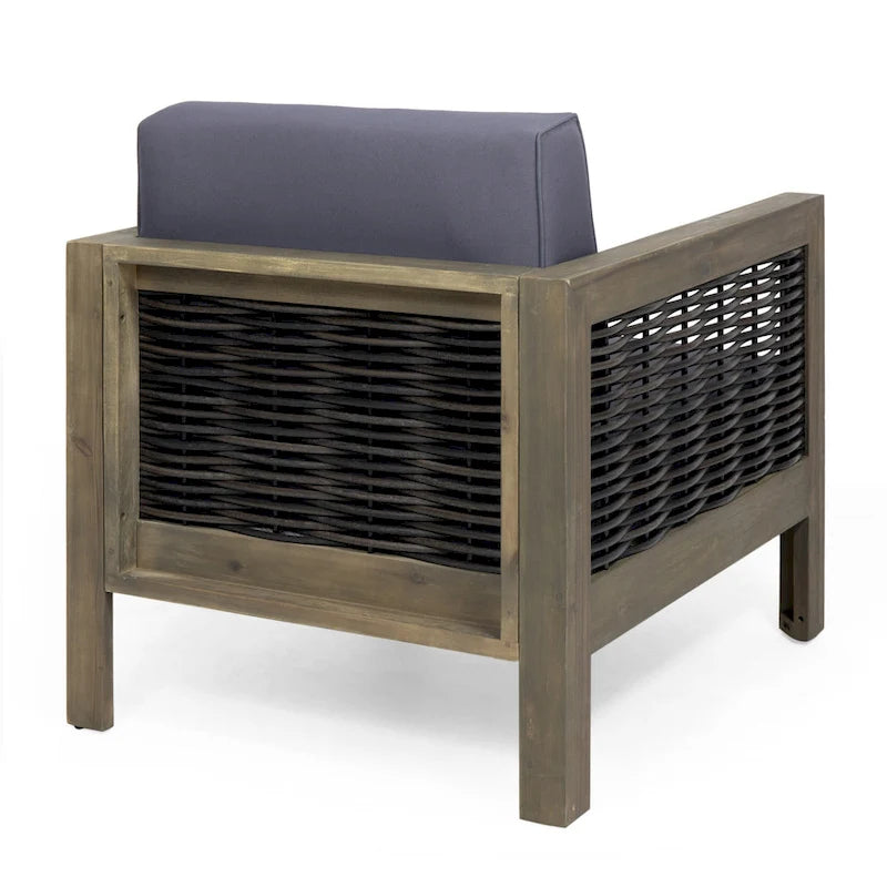 Linwood Outdoor Acacia Wood and Wicker Club Chair by Christopher Knight Home - N/A