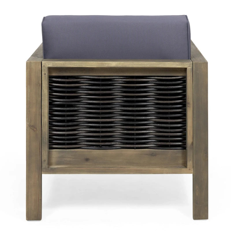 Linwood Outdoor Acacia Wood and Wicker Club Chair by Christopher Knight Home - N/A