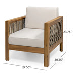 Linwood Outdoor Acacia Wood and Wicker Club Chair by Christopher Knight Home - N/A