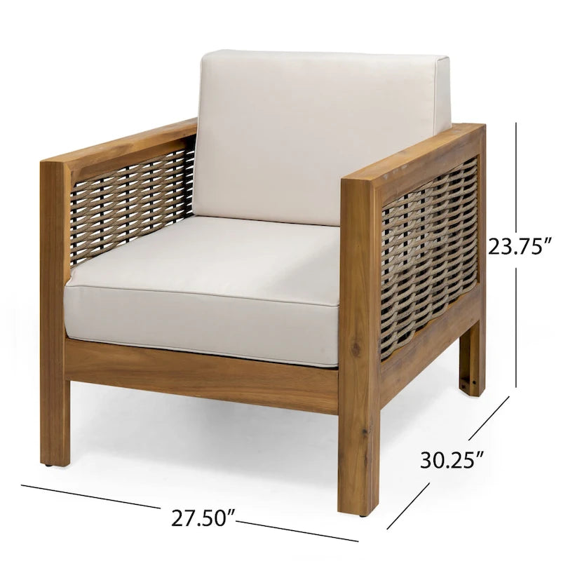 Linwood Outdoor Acacia Wood and Wicker Club Chair by Christopher Knight Home - N/A