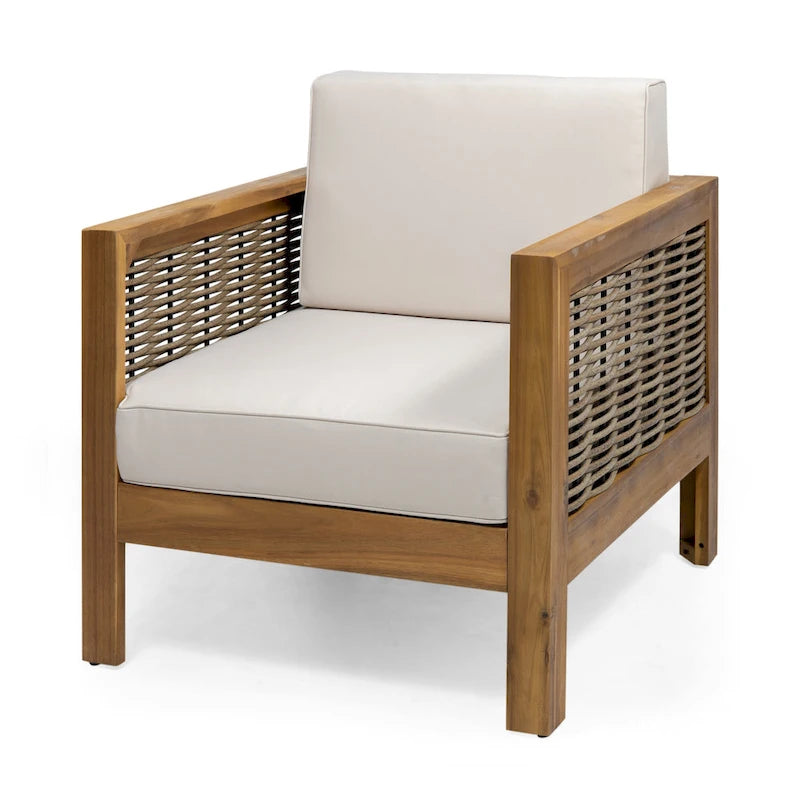 Linwood Outdoor Acacia Wood and Wicker Club Chair by Christopher Knight Home - N/A