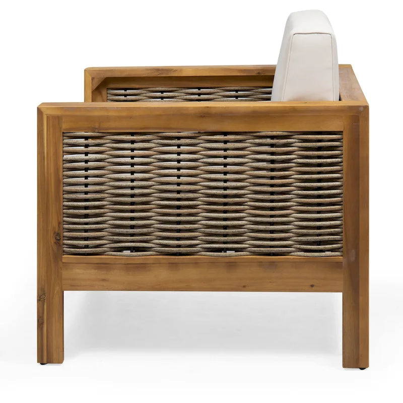 Linwood Outdoor Acacia Wood and Wicker Club Chair by Christopher Knight Home - N/A