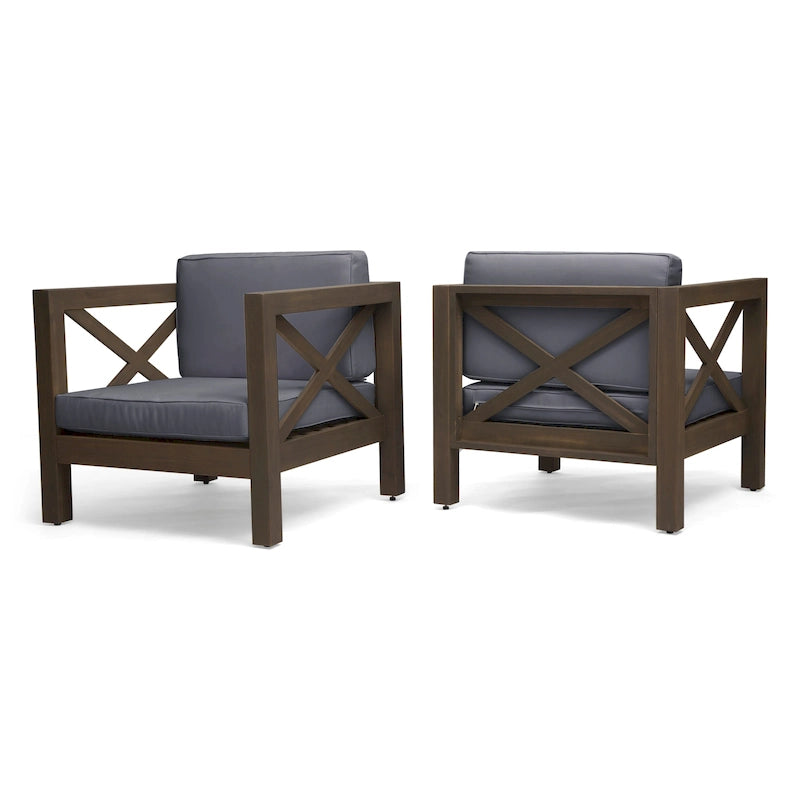 Brava Outdoor Acacia Club Chairs (Set of 2) by Christopher Knight Home
