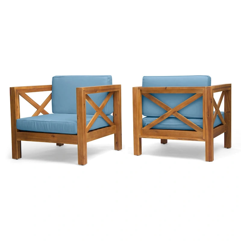 Brava Outdoor Acacia Club Chairs (Set of 2) by Christopher Knight Home