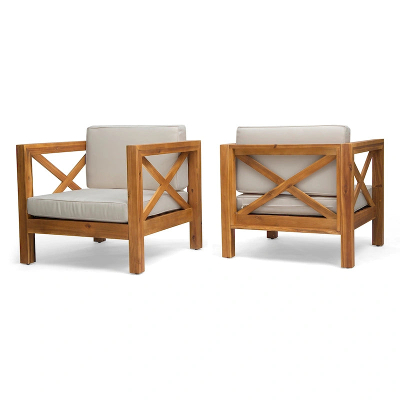 Brava Outdoor Acacia Club Chairs (Set of 2) by Christopher Knight Home