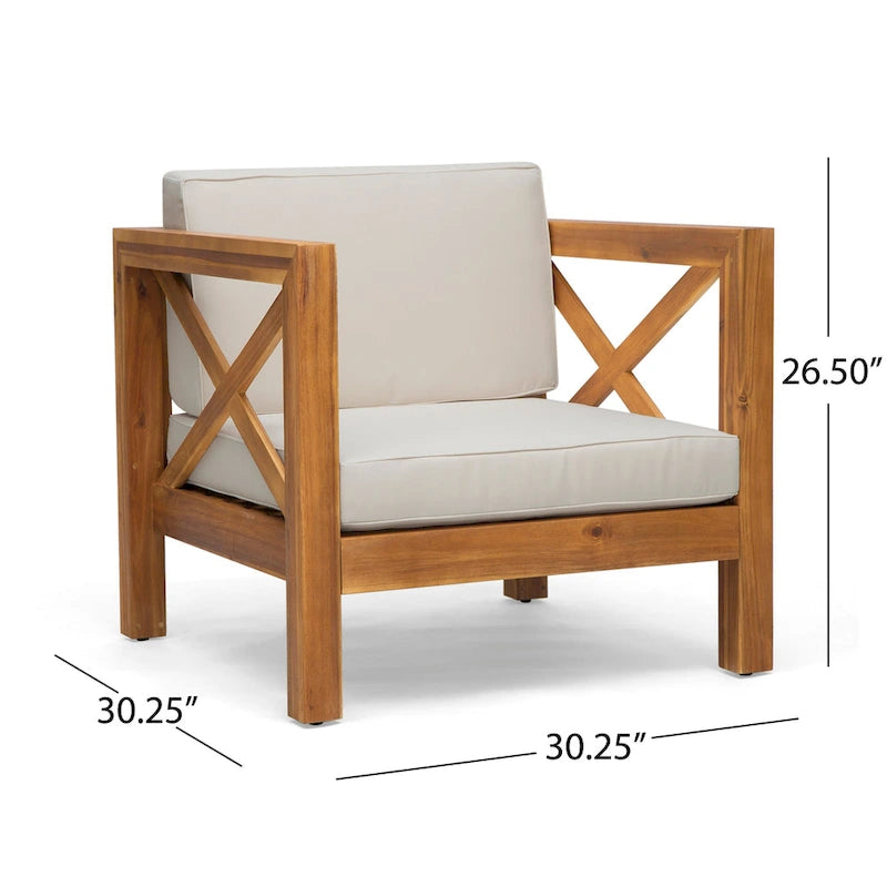 Brava Outdoor Acacia Club Chairs (Set of 2) by Christopher Knight Home