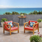 Brava Outdoor Acacia Club Chairs (Set of 2) by Christopher Knight Home