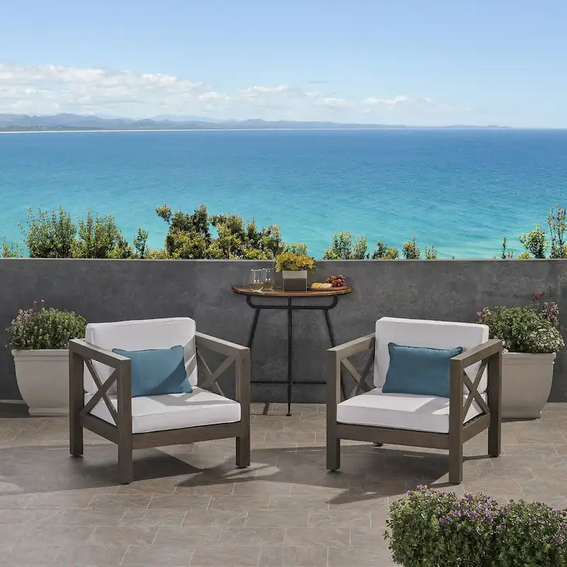 Brava Outdoor Acacia Club Chairs (Set of 2) by Christopher Knight Home