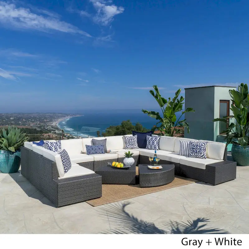 Best Sail Bridge 12-piece Brown Wicker Sofa Set with Cushions by Havenside Home