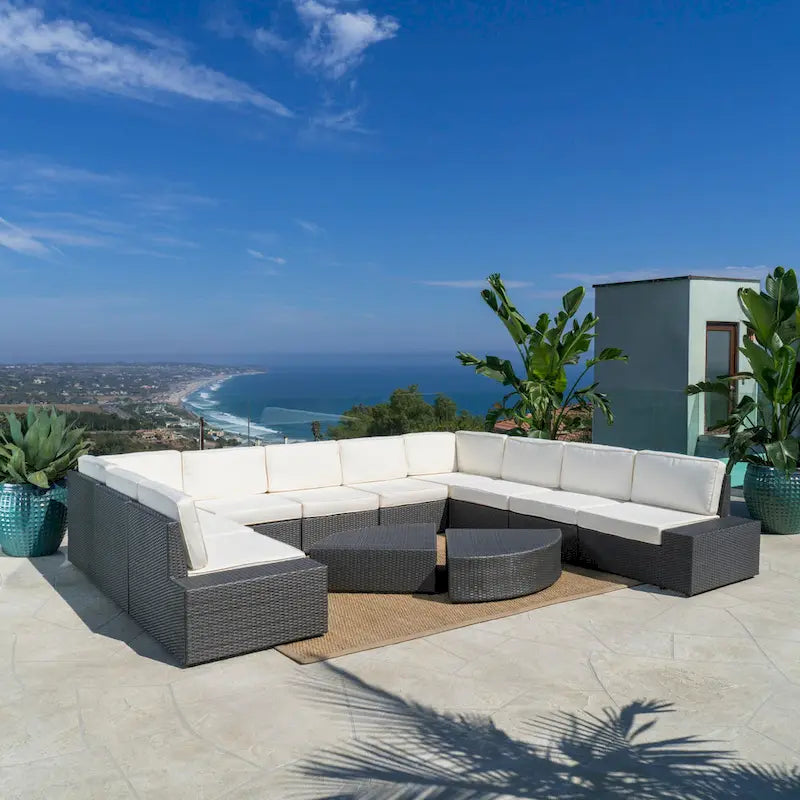 Best Sail Bridge 12-piece Brown Wicker Sofa Set with Cushions by Havenside Home