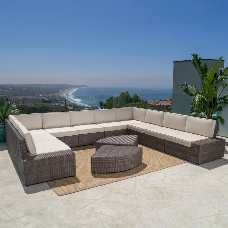 Best Sail Bridge 12-piece Brown Wicker Sofa Set with Cushions by Havenside Home