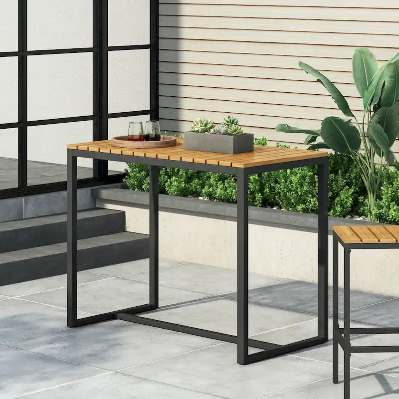 Elkhart Outdoor Modern Industrial Acacia Wood Bar Table by Christopher Knight Home - 51.25  W x 27.50  D x 40.25  H