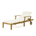 Perla Outdoor Acacia Wood Chaise Lounge with Cushion by Christopher Knight Home