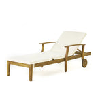 Perla Outdoor Acacia Wood Chaise Lounge with Cushion by Christopher Knight Home