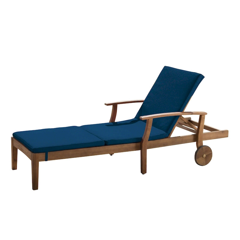 Perla Outdoor Acacia Wood Chaise Lounge with Cushion by Christopher Knight Home