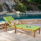 Perla Outdoor Acacia Wood Chaise Lounge with Cushion by Christopher Knight Home