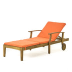 Perla Outdoor Acacia Wood Chaise Lounge with Cushion by Christopher Knight Home