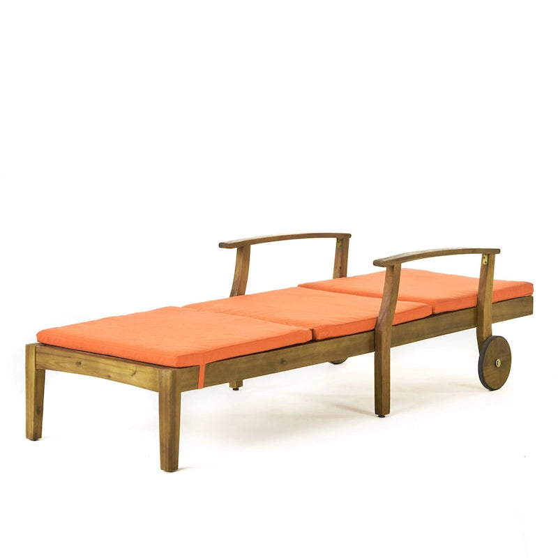 Perla Outdoor Acacia Wood Chaise Lounge with Cushion by Christopher Knight Home