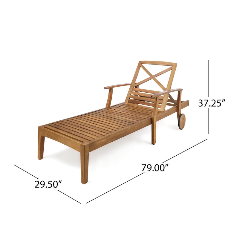Perla Outdoor Acacia Wood Chaise Lounge with Cushion by Christopher Knight Home