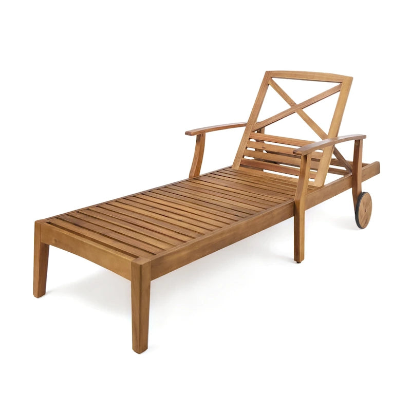 Perla Outdoor Acacia Wood Chaise Lounge with Cushion by Christopher Knight Home