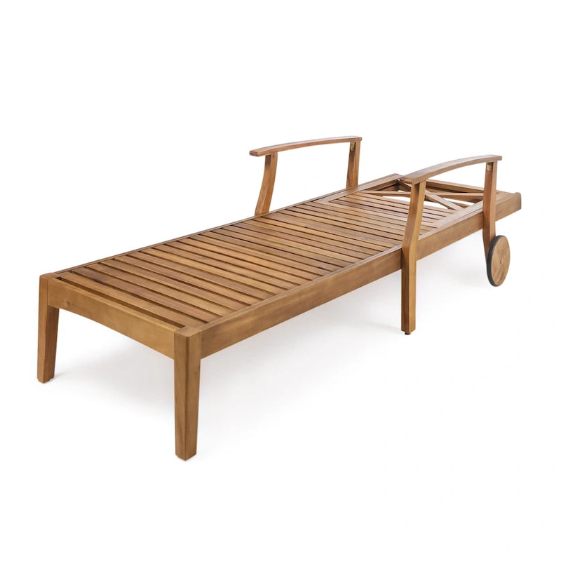 Perla Outdoor Acacia Wood Chaise Lounge with Cushion by Christopher Knight Home